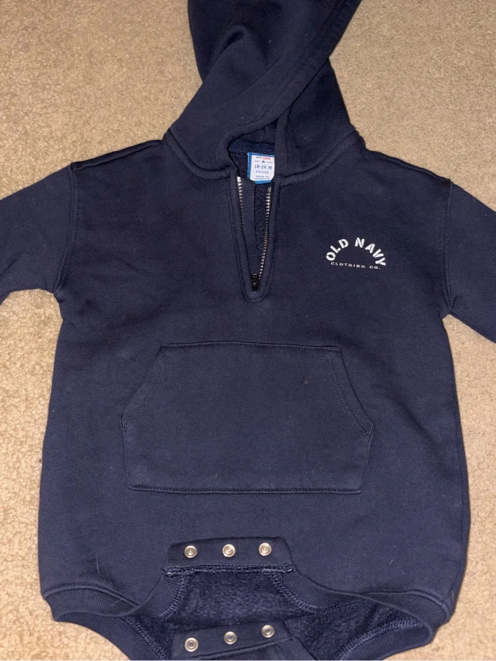 Old Navy Navy Hooded Pullover Sweatshirt for Kids